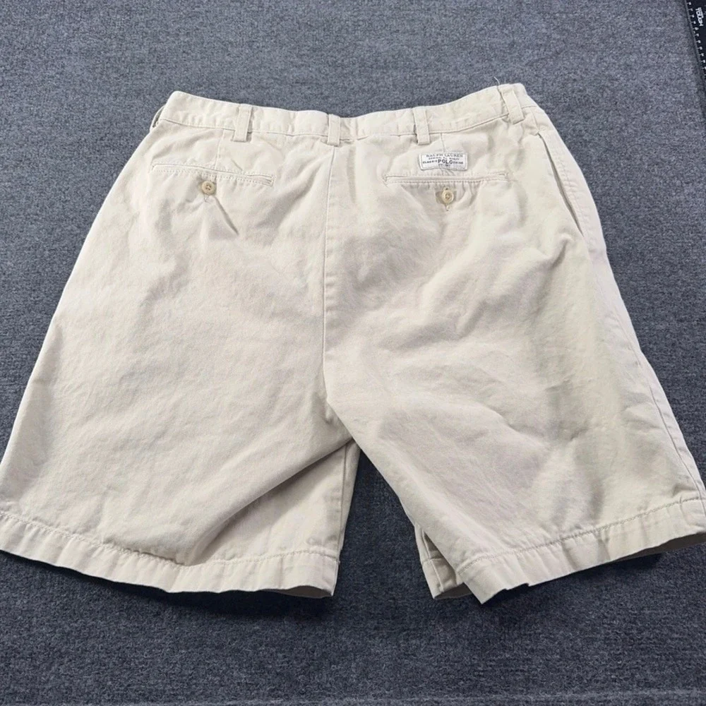 Polo Ralph Lauren Tyler Short Mens 35 Khaki Tan Pleated Cotton Chino Shorts 7in